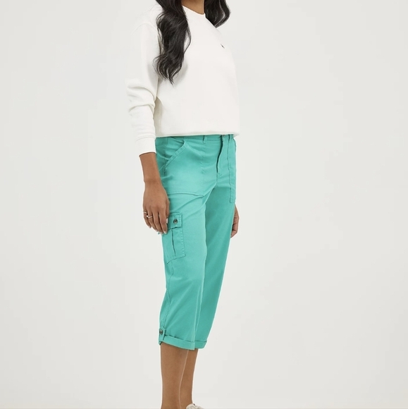 Lee Relaxed Fit 1989 Capri Pants‎ Womens Sz 12 Straight Leg Flap Pockets Stretch - Picture 2 of 14